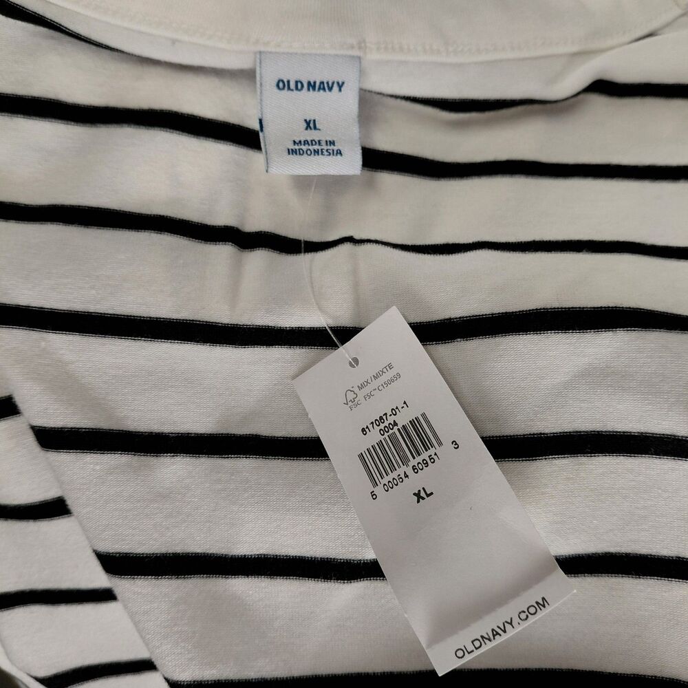 NWT Old Navy LS Knee Length Crew Neck T-Shirt Dress White w/ Black Stripe Sz XL - Picture 6 of 8